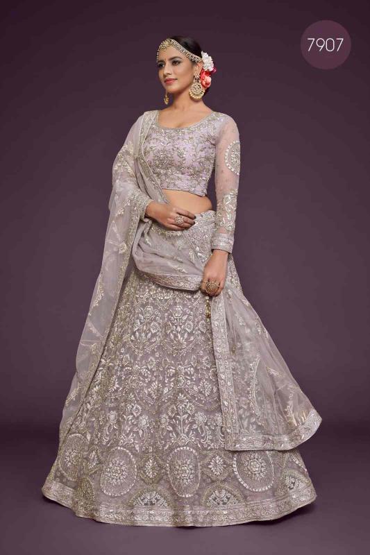 The shimmers vol 1 Soft Net Soft Lavender Surat lehenga choli wholesale market